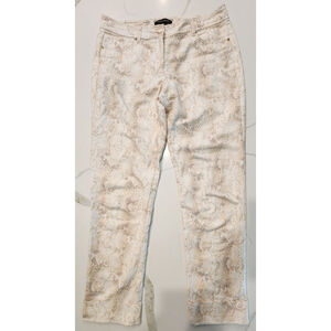 White House Black Market Snake Print Pants Size 4R Neutral Beige Snakeskin Print